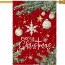 AVOIN colorlife Merry Christmas House Flag 28x40 Inch Double Sided Outside, Ornament Baubles Winter Holiday Yard Outdoor Flag,  Red