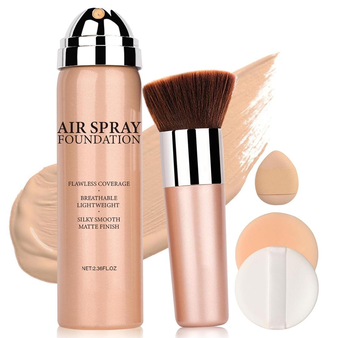 Air Brush Makeup Foundation,Flawless Airbrush Foundation for Older Women,Teenagers,Middle-aged and Mature Skin,Lightweight Moisturizing,Buildable Coverage for Smooth Radiant Skin (02 Beige)