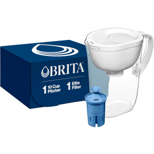 Brita Water Pitcher, Everyday Elite Filter, Removes 99% of Lead, Includes 1 Filter, 10-Cup Capacity, White