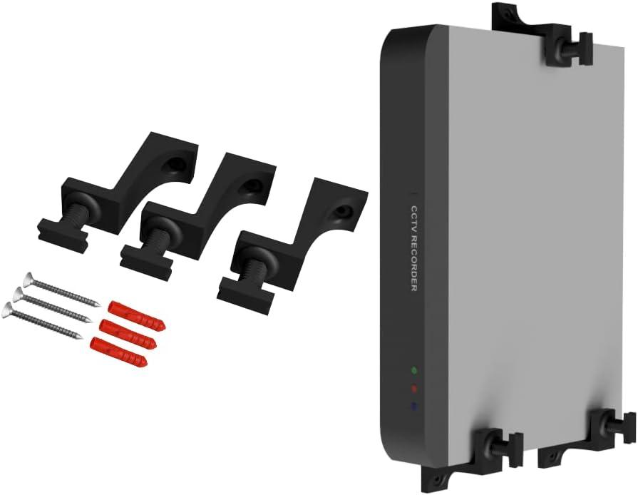 Adjustable Brackets Wall Bracket for DVR NVR Router Switch Mini PC Console Freeview Cable Box Wall Mount Modem - Universal Hideit Wall & Under Desk Mount for Devices 1.18-2 inches Thick Made in UK