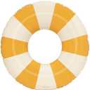 Petites-Pommes Inflatable Swimming Ring for Adults - Durable Inner Tube, Handprinted Classic Striped Design Pool Float, Soft Comfort Seaming, Packable Floats for Travel, Dark Yellow, 47 inch