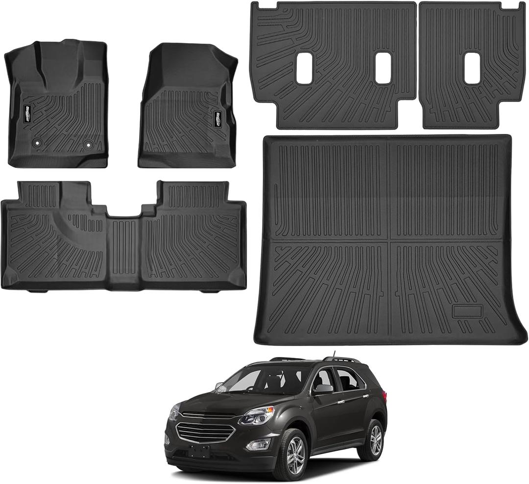 Floor Mats for 2012-2017 Chevrolet Equinox/GMC Terrain, Trunk Mat and Backrest Mat All Weather TPE Protector for Chevrolet Equinox Accessories