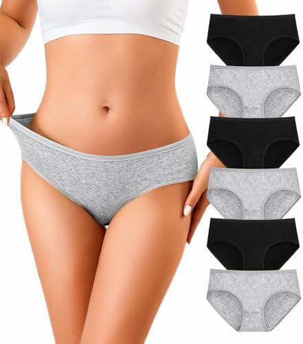 OLIKEME Womens Underwear Cotton Hipster Panties Low Rise No Show Briefs Soft Stretch Breathable Ladies Panties 6 Pack Size S