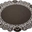 Restaurantware Pastry Tek 12 x 12 Inch Lace Doilies 100 Decorative Tableware Placemats - Disposable Round Black Paper Table Doilies For Birthdays Or Weddings Table Decor