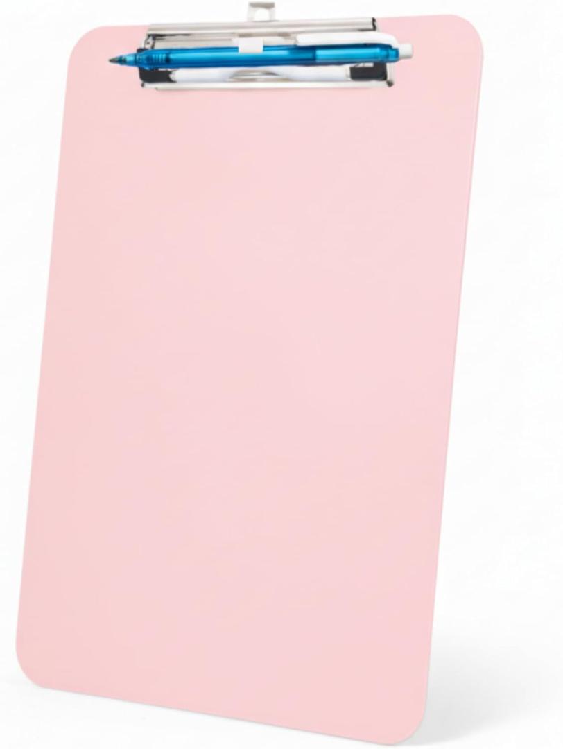 Pink Plastic Clipboard,Nursing Clipboard,Standard Letter A4 Size,Heavy Duty Clip Boards 8.5x11,Cute Clipboards with Pen Holder for Women Kids Students,School Office Home Work