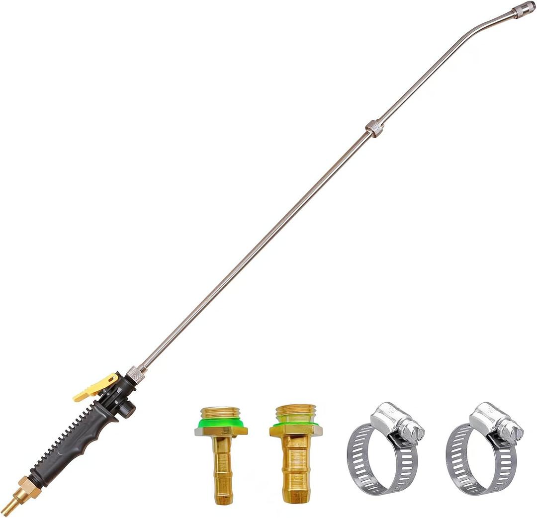 Sprayer Wand,Adjustable Universal Sprayer with 3/8" Brass Barb, Stainless Steel Replacement Sprayer Wand with Shut off Valve (36 Inches Sprayer Wand)
