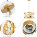 WUZUPS Crystal Chandelier 5-Light Vintage Farmhouse Pendant Ceiling Light Lighting Fixture for Foyer Diningroom Bedroom Hallway Storage Kitchen Bathroom, H 8.3" W 16.1", E12 Base, Gold
