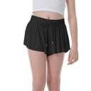 Flowy Shorts for Girls Butterfly Shorts for Kids Teens Preppy Tennis Running Athletic Shorts with Liner(Black, 9-10 Years)