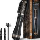 Dan Technology 1.5 Inch Titanium-Ceramic Hot Air Thermal Brush, Heated Round Barrel Blowout Brush with Negative Ions for Smooth Volume & Shiny Hair, Gentle Airflow, 2 Speeds & 3 Heat Settings, 120V