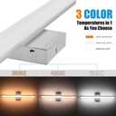 LED Bathroom Vanity Light 24In 12W Adjustable Temperature (3000K, 4000K, 5000K) Mirror Lighting Fixture Chrome Modern Indoor Wall Sconces IP44