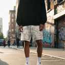 Ythomm Mens Camo Athletic Shorts Maple Leaf Print Drawstring Sweat Shorts (XL)