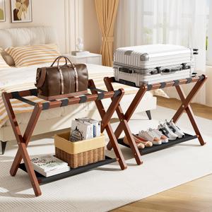 Chezerra Fully Assembled Luggage Rack for Guest Room, Suitcase Stand 2-Pack