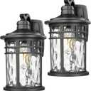 Darkaway 2pcs Large Outdoor Porch Lights Wall Mount, 15inch Outside Light Fixtures Sconces Wall Lighting with Water Ripple Glass Waterproof Exterior Lights for Patio Yard Garage, 15"-2Pack