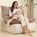 BestRoyal Bean Bag Chair for Adults, Giant Bean Bag Sofa with High Density Foam, Fireside Bean Bag Couch for Living Room, Bedroom, Balcony, Khaki