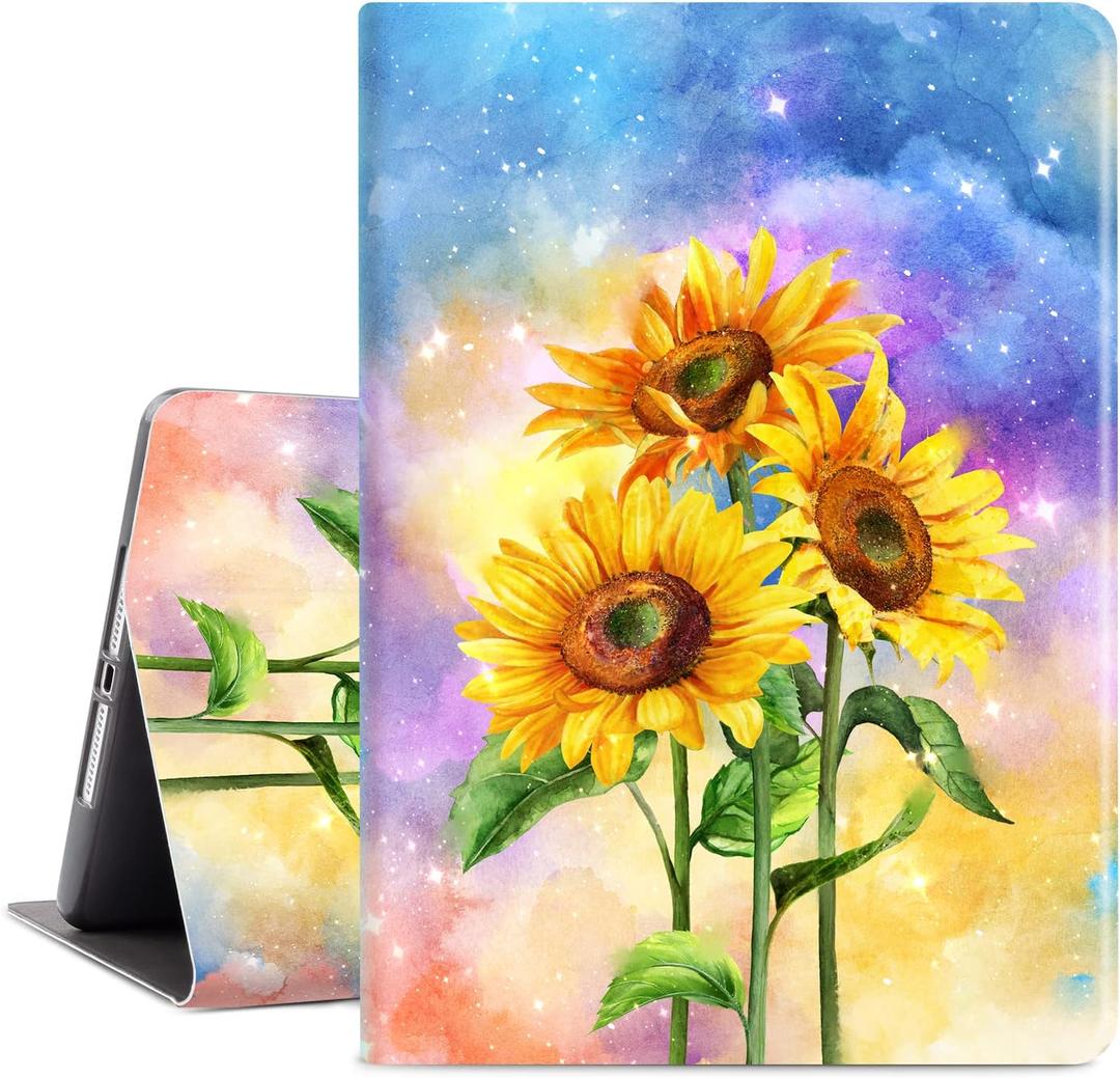Vimorco Case for iPad 5th / 6th Generation 9.7 inch 2017/2018,for iPad Air 1/2, Shockproof Slim Adjustable Stand Cover for Apple iPad 5/6 Gen, Sunflower (No Pencil Holder Style)
