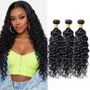 Jerry Curly Bundles Human Hair 20 22 24 Inch Human Hair Bundle Brazilian Virgin Hair 3 Bundles for Black Women Weave Extensions Natural Black