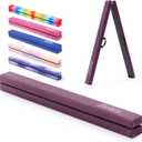 ZELUS 8' Folding Gymnastics Balance Beam, Floor Balance Beam w/Carry Handles Anti-Slip Base for Kids, Beginners & Professional Gymnasts (Purple)