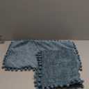 CaliTime Throw Pillow Covers Decorative 20 X 12 Inches Pack of 2 Cozy Solid Dyed Soft Chenille Cushion Cases with Pom Poms for Couch Sofa Bed Living Room Home Smoke Blue