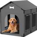 Extra Large Dog House Indoor with Plush Cushion, Dog Kennel for Inside with Sturdy Frame, Waterproof Pet House Suitable for Medium Large Dogs, 34x27x34in, Gray