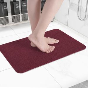 Non-Slip Bathtub Mat, Anti Slip Shower Mat, Fast Drying Bathtub Mats, Foot Scrubber Mat, Anti Slip Mat for Tub, Floor, Bathroom, Kitchen, Home, Hotel (Wine Red 24"16")