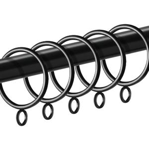 42 Pack Curtain Rings with Eyelet 1.5" Inner Diameter,Metal Drapery Ring Fits up to 1.25" Drapery Rod,Glide Smoothly Curtain Rod Rings,Strong Vintage Decorative Rustproof Curtain Hooks (Black)