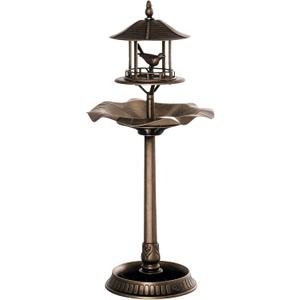Outsunny 3-in-1 Garden Bird Bath Bowl Pedastal with Bird Feeder, Large Water Basin, & Underneath Flower Planter (Antique Gold (Bronze))