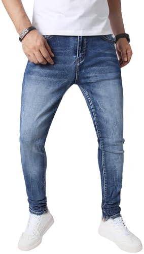 JUNBAOSS Men's Skinny Stretch Jeans Slim Ripped Jeans for Men, Distressed Tapered Leg Fashion Comfort Flex Waist Denim Pants, Size:38