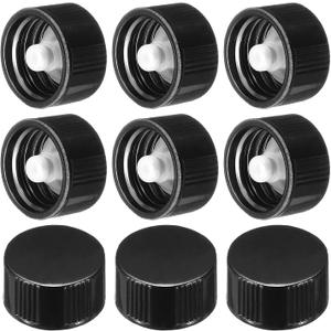 PATIKIL 15mm Phenolic Resin Cover, 72pcs Poly Seal Screw Cap Growler Cap Phenolic Cover Thread for 15-425 Glass Beer Brewing Bottles Gallon Growler Gallon Jug, Black