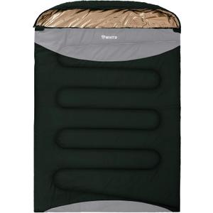 Double Sleeping Bag for Adults Cold Weather 0 Degrees Heavy Duty Two Person Sleeping Bag for Camping Cotton Canvas YKK Zipper Portable (HUNTER GREEN)