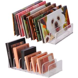 2-Pack Clear Cosmetic Organizers for Makeup Storage - Stackable Eyeshadow Palette Organizer Trays, Countertop & Drawer Makeup Organizer for Bathroom Vanity, Sunglasses