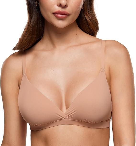 INLYRIC Women's Inbarely Triangle Bralette Comfortable Unlined V Neck Wireless Smoothing Bra Top Stretch XL