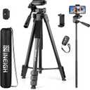Phone Tripod, 83 Cell Phone Tripod for iPhone, Tall Tripods Selfie Stick with Remote Extendable Phone Holder Stand for Camera Photo Video Recording (Black)