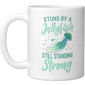 Stung By Jellyfish - Underwater Fish Sea Jellyfish Ceramic Mug, White (11 Ounces)
