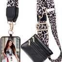 XANGNIER Clip and Go Strap for Phone with Wallet Crossbody,Phone Strap with Zippered Wallet, Adjustable Anti Theft Cellphone Lanyard for Women, Cellphone Chain Accessories,Leopard