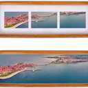 4x12 Collage Picture Frame Teak Wood, Multiple Four 2x3 Photos or 4x12 without Mat, Rustic Photo Frame with Tempered Glass Hanging or Tabletop Displaying Horizontally or Vertically