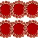 Red Charger Plates with Flower Rim, 13" Round Charger for Dinner Plates, Set of 6 Plastic Plate Chargers for Halloween, Thanksgivng, Christmas