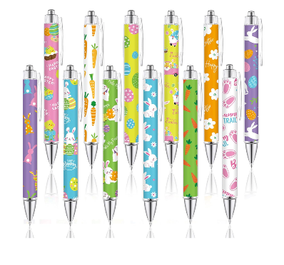 JarThenaAMCS 30-count pack of Easter-themed ballpoint pens , retractable pens feature pastel designs with spring motifs like bunnies, eggs, dots, and waves