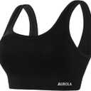 AUROLA Power Sports Bras for Women - Push Up Workout Bra Square Neck Yoga Bra Padded Low Impact Gym Bra Crop Top (Small, Black)