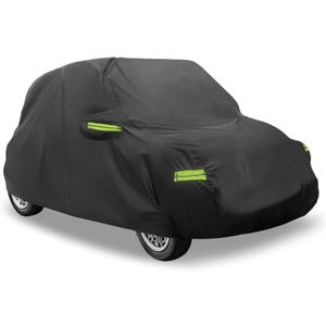 Motoforti for Fiat 500 2007-2022 Cover Waterproof Car Cover Outdoor Full Car Cover All Weather Protection Rain Sun Protection with Zipper Black Long-Lasting