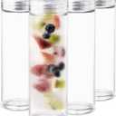 Glass Water Bottles - 4 Pack Wide Mouth Juice Bottles with Clear Lids for Juicing, Smoothies, Fruit Water, Teas, Beverage Storage - 16oz, Leakproof, Reusable, Borosilicate