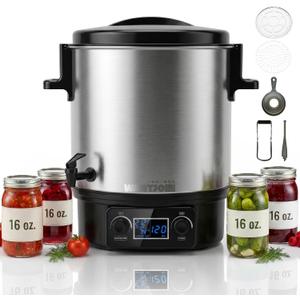 Wantjoin Electric Canner - 28.5QT Large Capacity 1500W Fast Heating Intelligent Digital Control Electric Water Bath Canner for Canning Jams Sauces Pickles with Safety Handles & Easy Drainage