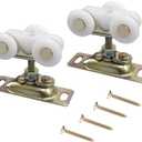 3/4 Inch Sliding Pocket Door Rollers Assembly, Sliding Door Wheels Replacement Part with Top Hanger for Johnson Part Hardware Kit, Sliding Door Hardware Kits for Bypass, Closet Doors