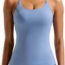 RUNNING GIRL Yoga Tank Tops for Women Built in Shelf Bra B/C Cups Strappy Back Activewear Workout Compression Tops Size (Small)