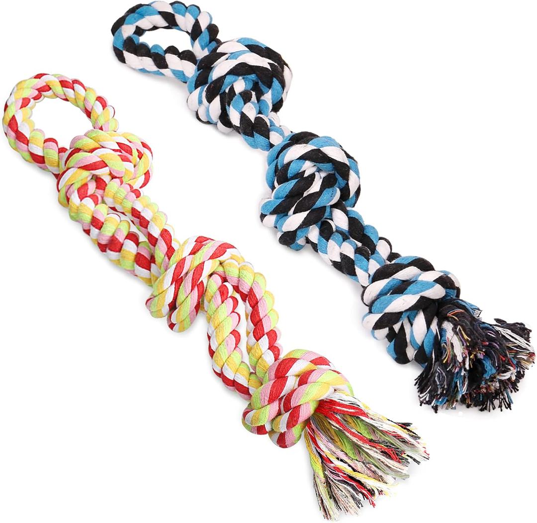 UPSKY Dog Rope Toys - Nearly Indestructible, Dental Cleaning, Tug Toy for Large Dogs, Aggressive Chewers (2 Packs) (Multi-colored)