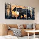 sawjug Forest Animal Canvas Wall Art, Forest Bear Wall Decor, Wildlife Canvas Wall Art, Animal Pictures Wall Decor, Wall Painting for Living Room, Bedroom, Office (12" x 18" x 3 pcs)