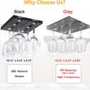 2 Pcs Wine Glass Holder,Stemware Rack Punch-free Hanging Under Cabinet for Bar,Kitchen and Restaurant (Grey)