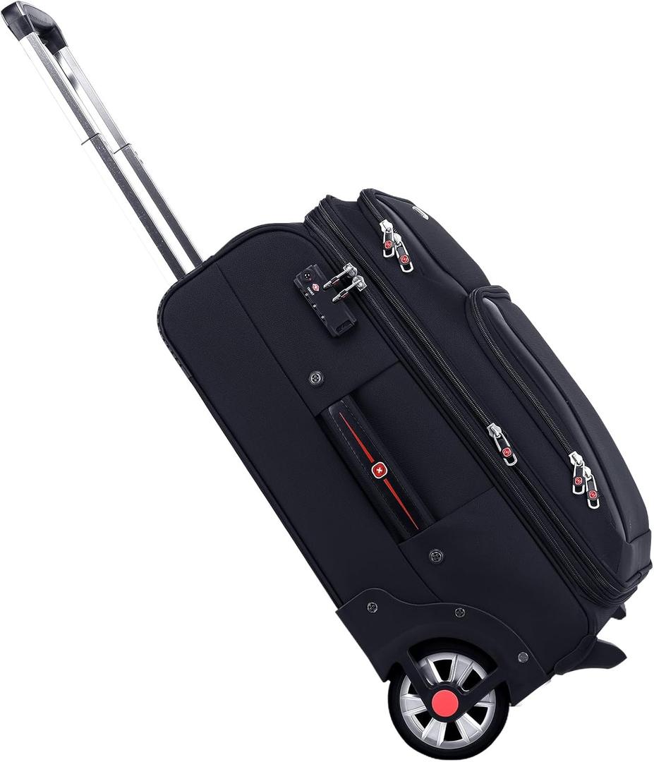 Softside Expandable Luggage with Large Steel Wheels Checked-Luggage Suicase (Black, 29-Inch)