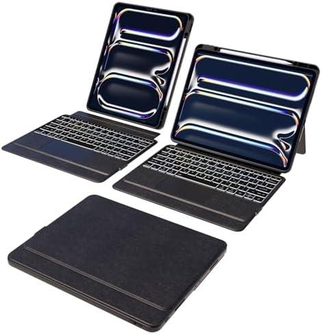 Doohoeek Keyboard Folio Compatible with New iPad Pro 13-inch (M4, 2024), iPad Pro 13 Keyboard Case with Any-Angle Kickstand, Detachable Bluetooth Keypad with Trackpad & 7-Color Backlit