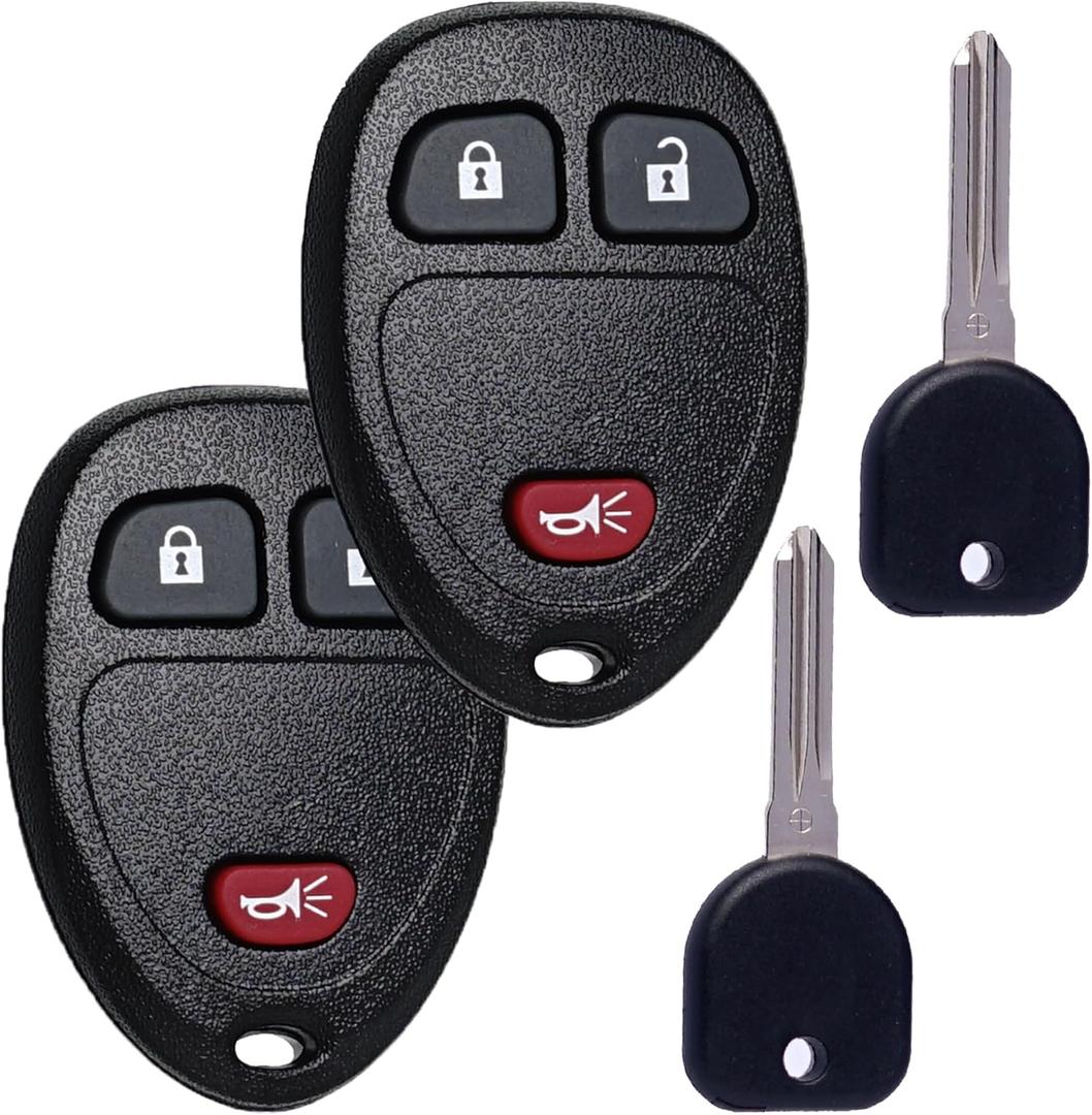 Key Fob Keyless Entry with Ignition Keys Fits for Chevy Silverado Avalanche Tahoe Traverse Equinox Express/GMC Sierra Acadia 2007 2008 2009 2010 2011 2012 2013 Remote Control Replacement OUC60270
