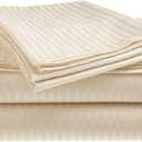 300 Thread Count Cotton Dobby Stripe Sheet Set- Assorted Colors/Sizes, Queen - Beige